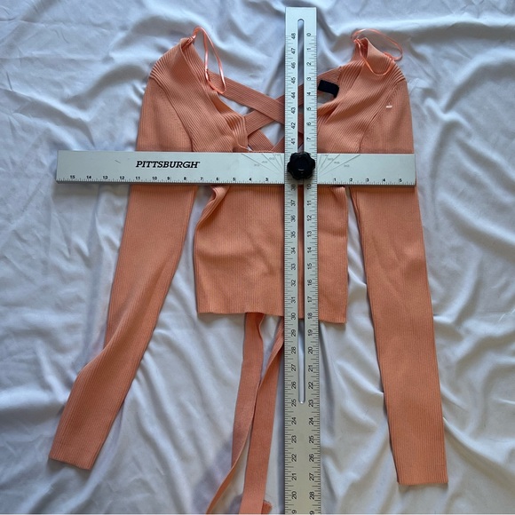 Windsor Orange Ribbed Tie Front Blouse - Picture 7 of 7